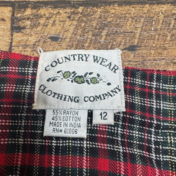 Country Wear Christmas Vest Santa Elf Holiday Reversible Plaid Size 12 VTG - Picture 3 of 6